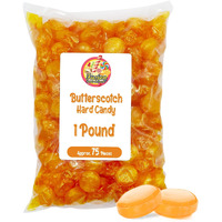 Butterscotch Hard Candy - 1Lb Bag Of Individually Wrapped Butter Scotch Bulk Candy, Yellow Butterscotch Discs Are Perfect For Snacks And Parties