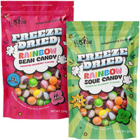 Fusion Select Rainbow Bean Candy - Assorted Freeze Dried Candy With Wildberry & Sour Flavors - Dehydrated, Crunchy, Colorful Treats & Snacks For Kids & Adults - Packed In A Resealable Pouch 120G Each