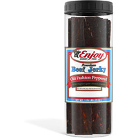 Enjoy Beef Jerky Old Fashion Peppered | 20 Oz (Pack Of 1) | 32 Count | Traditional Style | Usa Made | High Protein | Low Fat | Zero Trans Fat | No Preservatives | No Msg | No Nitrites | Resealable Jar