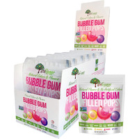 Tree Hugger Bubble Gum Filled Pops In Stand Up Resealable Bags, 6 Bags (12 Pops Per Bag).