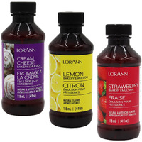 Lorann Oils Cream Cheese, Lemon, Strawberry Bakery Emulsion: Triple Flavor Blend, Ideal For Enhancing Complex Flavors In Baked Goods, Gluten-Free, Keto-Friendly, Flavor Blend Essential