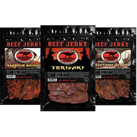 Jurassic Jerkys Carnivore Candy Beef Jerky, Flavors Variety Pack, Teriyaki, Barbecue Mesquite And Traditional Western, Food On The Go, Full Of Protein Lunch Snack Sticks - (3) 3 Oz Bags.