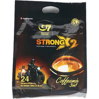 Trung Nguyen G7 3-In-1 Strong X2 Instant Coffee For Energy Boost - Roasted Ground Coffee Blend With Non-Dairy Creamer And Sugar - Strong And Pure Vietnamese Instant Coffee (24 Sticks/Bag)