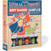 Thoughtfully Gourmet, Luchador Hot Sauce Book Gift Set, Flavors Include Smoky Bourbon, Habanero, Garlic Del Fuego & More, Hot Sauce Sampler, Set Of 12
