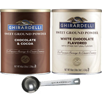 Ghirardelli - Sweet Ground Chocolate & Cocoa Gourmet Powder 3 Lbs & Sweet Ground White Chocolate Gourmet Flavored Powder 3.12 Lb With Ghirardelli Stamped Barista Spoon