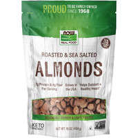Now Foods, Almonds, Roasted With Sea Salt, Source Of Protein, Fiber And Healthy Fatty Acids, Grown In The Usa, Certified Non-Gmo, 1-Pound (Packaging May Vary)