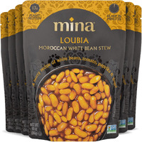 Mina Moroccan White Beans, Cannellini Beans, 10 Oz (Pack Of 6) Ready To Eat, Plant Protein, Vegan, Non-Gmo, Gluten Free Healthy Food, Microwave Meals Ready To Eat, Packaged Meals & Side Dishes, Kosher