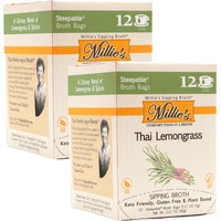 Millies Sipping Broth - Vegetable Broth -Natural-Gluten Free-Keto Friendly Thai Lemongrass 12 Count Box (2-Pack)