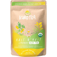 Kubo Tea, Organic High Energy Ice Tea, High Caffeine Blend, 20 Servings (155Mg Caffeine Each), Pillow Tea Bags, Kraft Packaging, Healthy Coffee Substitute (Half & Half Lemonade)