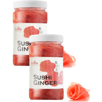 Fusion Select 2 Packs Sushi Ginger - Natural Sliced Gari, Pickled Ginger For Sushi - No Msg, Non-Gmo - Spicy, Sour, Sweet & Salty Taste Notes - Side Dish For Sashimi, Sushi Ingredients - 12Oz
