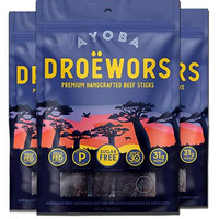 Ayoba Droewors Grass Fed Beef Paleo Sticks (2 Ounce, Pack Of 3) Keto Friendly, Air-Dried Grass Fed Beef Snack - Gluten Free, Nitrate Free, No Sugar, Meat Snacks