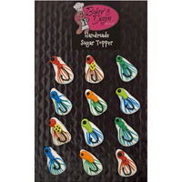 Fly Fishing Lures Accessory Pack- 12 Pcs Edible Royal Icing Cake Cupcake Topper (Choose Style Below)