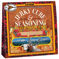 Hi Mountain Jerky Seasoning And Cure Kit | Inferno Blend | Create Savory Homemade Beef Jerky | Great For Beef, Deer, Elk, & Venison | Mix Will Season Up To 15Lbs. Of Meat (1 Box)