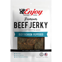 Enjoy Beef Jerky Old Fashion Peppered | 12 Oz (Pack Of 1) | Traditional Style | Usa Made | High Protein | Low Fat | Zero Trans Fat | No Preservatives | No Msg | No Nitrites | Resealable Bag