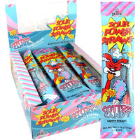 Sour Power Candy Straws Cotton Candy 1.75 Oz (Pack Of 24)