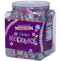 Smarties Candy Necklace Individually Wrapped Gluten Free & Vegan Fruit Flavored Hard Candy Bulk On Stretch String Party Favors Birthdays & Halloween Celebrations 4 Necklaces Per Tub - 36 Count