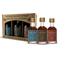 Crown Maple Artisan Trio Collection In Petite 50Ml (1.7 Fl. Oz.) Window Box Featuring Bourbon Barrel Aged, Madagascar Vanilla Infused, And Cinnamon Infused Organic Maple Syrup