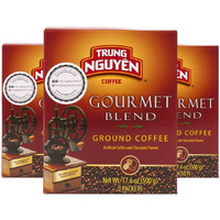 Trung Nguyen - Gourmet Blend - Roasted Ground Coffee Blend - Strong And Bold - Robusta, Arabica, Excelsa, & Catimor - Notes Of Chocolate, Spices, & Fruit - Vietnamese Coffee 17.6Oz (Pack Of 3)