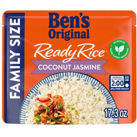 Ben's Original Ready Rice Coconut Jasmine Family Size Rice, Easy Dinner Side, 17.3 Oz Pouch (Pack Of 6)