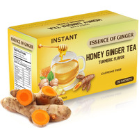 Essence Of Ginger Natural Honey Ginger Turmeric Tea - 20 Packets - Instant Herbal Tea Bags Made With Real Pure Honey, Fresh Ginger And Turmeric Root - Caffeine Free