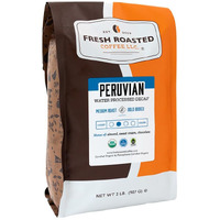 Fresh Roasted Coffee, Fair Trade Organic Peruvian Water-Processed Decaf, 2 Lb (32 Oz), Kosher, Medium Roast, Ground