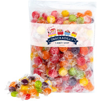 Hard Candy Buttons Assorted Fruit Flavors - 2Lb Bag Of Delicious & Soothing Fruit Drops Packaged By Snackadilly