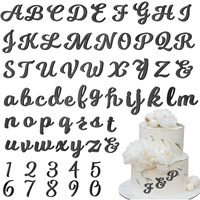 Jspupifip 64 Pcs Acrylic Cake Alphabet Numbers Topper, Mirror Number 0-9 And Alphabet A-Z Personalized Cake Picks Decor Anniversary Wedding Baby Shower Party Supplies(Black)