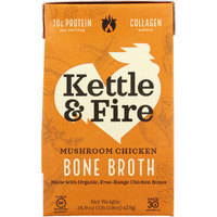 Kettle & Fire Mushroom Chicken Bone Broth, 10G Protein, Whole30, Gluten Free, 16.9 Oz (Pack Of 6)