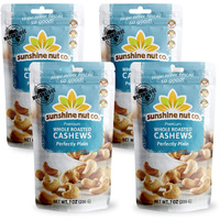 Whole Roasted Cashews By Sunshine Nut Co., Gluten Free, Peanut Free And Vegan Individual Snack Packs For Kids And Adults, Perfectly Plain Flavor, No Added Salt, Gmo Free, 4 Pack, 7 Oz. Each