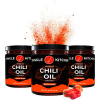 Jungle Kitchen Extra Spicy Crunchy Garlic Chili Oil Hot Chili Oil Vegan & Gluten-Free Great For Sauce & Toppings, 6Oz 3 Pack