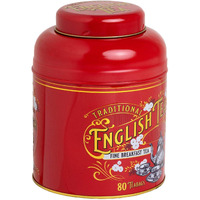 New English Teas Vintage Victorian Tea Caddy With 80 English Teabags (Red)
