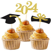 Class Of 2024 Glitter Graduation Cupcake Topper, Food/Appetizer Picks For Graduation Party (Graduation 01)