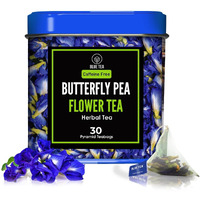 Blue Tea - Butterfly Pea Flower - 30 Count - Plant Based Tea Bag | Prime Saving Day | Detoxfying Blend | Flower Based - Herbal Tea - Caffeine Free - Chemical Free - Vegan | Reusable Tin Pack