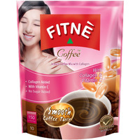 Fitne Instant 3 In 1 Coffee Packets Mix With Natural Hydrolyzed Collagen Vitamin C Smooth Blend Tasty Aromatic No Sugar Sucralose Sweetener, 10 Sticks