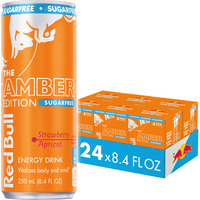 Red Bull Amber Edition Sugar Free Energy Drink, Strawberry Apricot, With 80Mg Caffeine Plus Taurine & B Vitamins, 8.4 Fl Oz, 6 Packs Of 4 Cans (Pack Of 24)