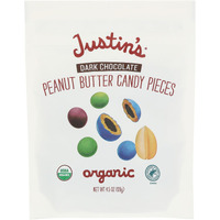 Justins Organic Dark Chocolate Peanut Butter Candy Pieces, 4.5 Oz, 6 Pack