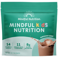 Mindful Nutrition Kids Protein Powder Shake Mix, Organic Fruit And Vegetable Green Superfoods, Vitamins, Minerals, Healthy Chocolate Milk Snack For Toddlers, Kids, Teens And Adults 12.7Oz