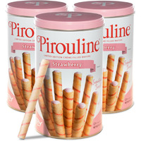Pirouline Rolled Wafers - Strawberry - Rolled Wafer Sticks, Crme Filled Wafers, Rolled Cookies For Coffee, Tea, Ice Cream, Snacks, Parties, Gifts, And More - 14.1Oz Tin 3 Pack