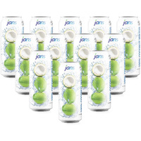 Jans 100% Pure Coconut Water Can With Coconut Pulp - Pure, Aqua De Coco, Unsweetened Coconut Water | Not From Concentrate | Non-Gmo | Refreshing Taste Of The Tropics | 16.57 Fl Oz Per Can (Pack Of 12)