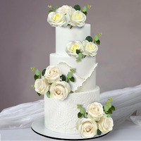 Flower Cake Toppers Boho Cake Toppers Artificial White Rose Eucalyptus Cake Decorations For Girl Women Birthday Baby Shower Wedding Valentine's Day Celebration Boho Party Supplies (Style 7)