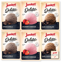 Junket Gelato Mix: Stracciatella (Vanilla Chocolate), Dark Chocolate, And Strawberry Cheesecake, Homemade Gelato Ice Cream Mix For Ice Cream Maker Or Stir By Hand, Start To Finish In Minutes, 4 Ounce Box, Yields 1 Quart Gelato (Variety Pack Of 6)