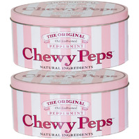 The Original Chewy Peps Peppermint Gift Tin, Handcrafted Premium Old-Fashioned Candy, Organic Non-Gmo Sustainable Ingredients, 13 Oz X 2, 1.6 Lbs (Pack Of 2)