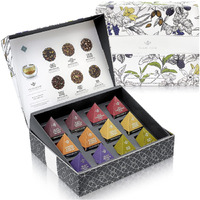Teabloom Organic Black Forest Pyramid Tea Presentation Box, 12 Assorted Black Tea Blends, Usda Certified Organic Whole-Leaf Pyramid Tea Sachets