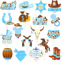 48Pcs Cowboy Baby Shower Cupcake Toppers Western Theme Cupcake Toppers Cowboy Cake Decoration For Kids Cowboy Birthdays Party Baby Shower Party Supplies,Western Decorations