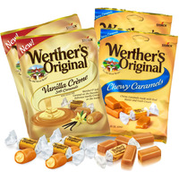 Werthers Original Vanilla Creme Soft Caramels And Chewy Caramel, Pack Of 4 (2 Of Each) - Individually Wrapped Werthers Soft Caramel, Werthers Caramel Filled Candy, Soft Chews Candy, Soft Candy, Caramel Creams - Comes In Munch Mania Packaging