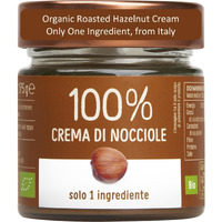 Organic Roasted Hazelnut Cream | Only One Ingredient - 100% Italian Hazelnuts, No Sugar Added, No Palm Oil, Vegan, Paleo, And Keto Friendly, Non-Gmo | 6.2 Oz