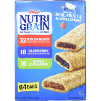 Cereal Bars Kellogg's Nutri-Grain Breakfast Bars, Variety, Strawberry,Blueberry, 1.3 Oz, 64 Count