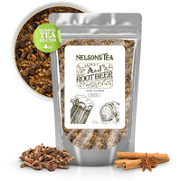 Nelson's Tea - A&J's Root Beer Burdock, Licorice, Dandelion, Chicory, Ginger Root, Sarsaparilla, Birch Bark, Star Anise, Fennel Seed, Cinnamon Chip, Coriander, Cloves, Juniper Berry, Flavoring (4 Oz)