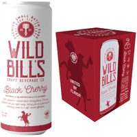 Wild Bill's Black Cherry Soda Classic Craft Soda Pop Soft Drinks, Sodas Made With Pure Cane Sugar, Caffeine Free, No High Fructose Corn Syrup, Gluten Free, Vegan, Low Sodium, 12 Oz 4 Pack