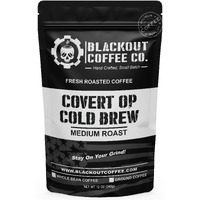 Blackout Coffee, Covert Op Cold Brew Medium Roast Coffee, Perfect For Cold Brew Coffee, Drip & Pour Overs, Small Batch Fresh Roasted In The Usa - 12 Oz Bag (Ground Coffee)